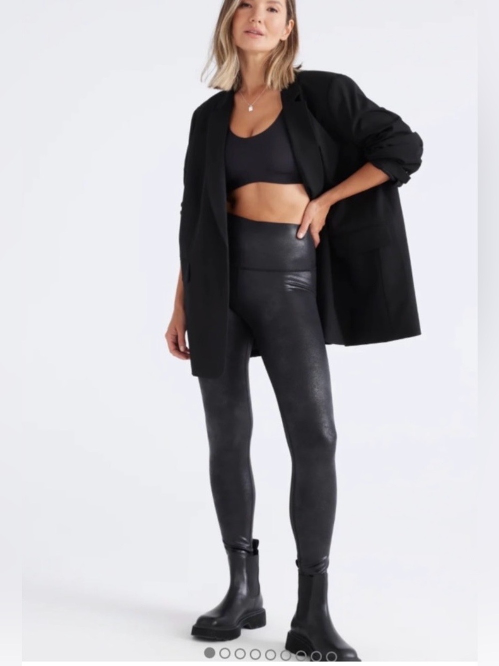 Knix x The Birds Papaya Sculpt Faux Leather High Rise Leggings Black M